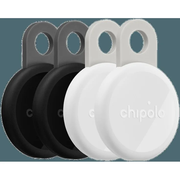 Chipolo LOOP 4-Pack, Bluetooth-Tracker in Schwarz und Weiß mit hoher Lautstärke und USB-C Aufladung, kompatibel mit Android und Apple