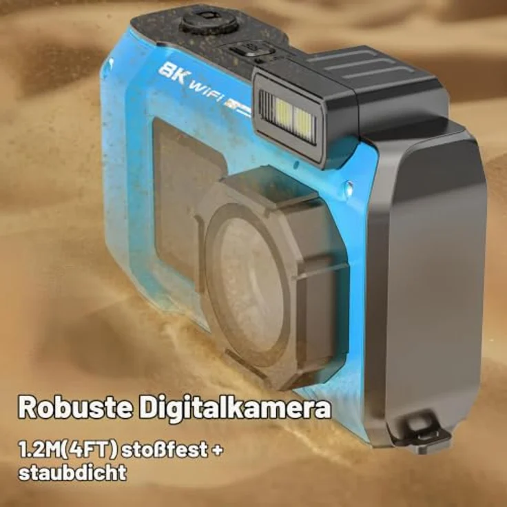 Yixinxin Unterwasserkamera 8K 70MP, wasserdicht bis 10 Meter, 18x Digitalzoom, WiFi und 32GB Speicherkarte – Bild 3