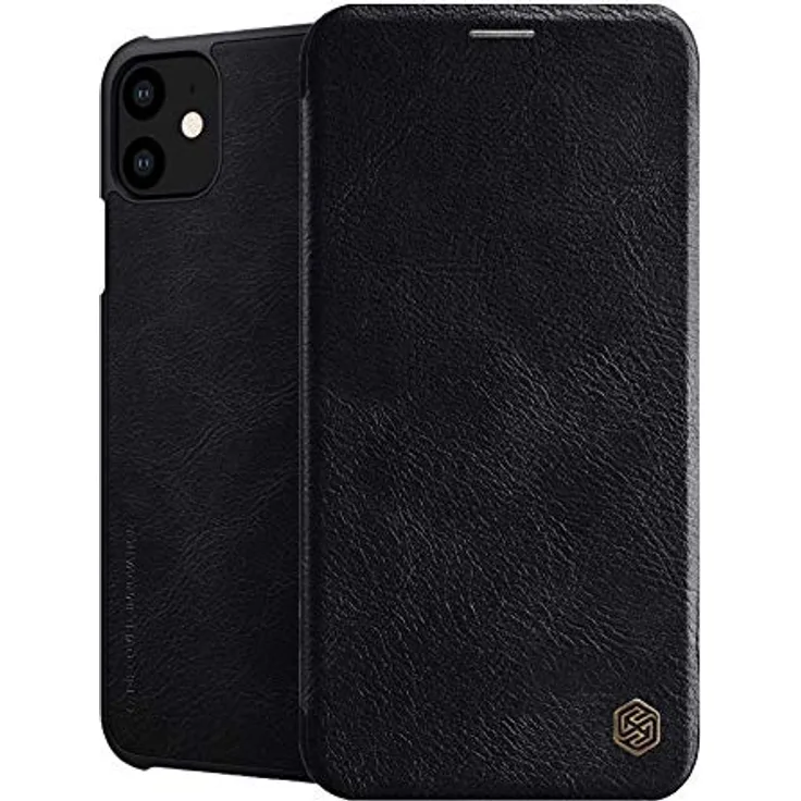 NILLKIN Echt Leder Flip Tasche Hülle, geeignet für Samsung Galaxy A71, Book-Style Case, schwarz