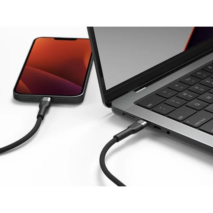 LINQ Connects USB-C an Lightning Pro Cable, MFI, 2M, geflochtenes Kabel aus recyceltem Aluminium, Grau – Bild 3