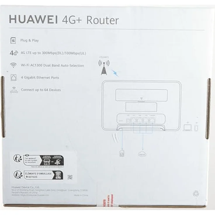 HUAWEI B535 4G LTE Router 3Pro (Cat.7, 4G LTE bis zu 300 Mbit/s, WiFi 300Mbps + 867Mbps, 4X Gigabit LAN), schwarz – Bild 3