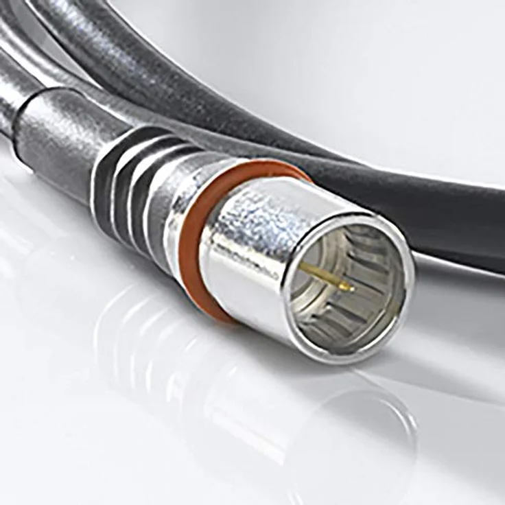 WISI DS 50 U 0500 Modem-Anschlusskabel, 5m, 3-fach geschirmt, Klasse A++, >105dB, schwarz, mit zwei F-Quick-Steckern für DVB-T, DVB-T2, DVB-C, DVB-S & DVB-S2 – Bild 2