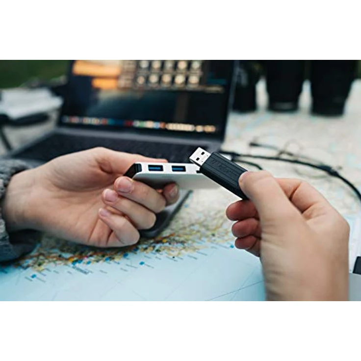 Verbatim PinStripe USB-Stick - 16 GB - High-Speed 3.0-Schnittstelle, externer Speicherstick mit Schiebefunktion - schwarz – Bild 2