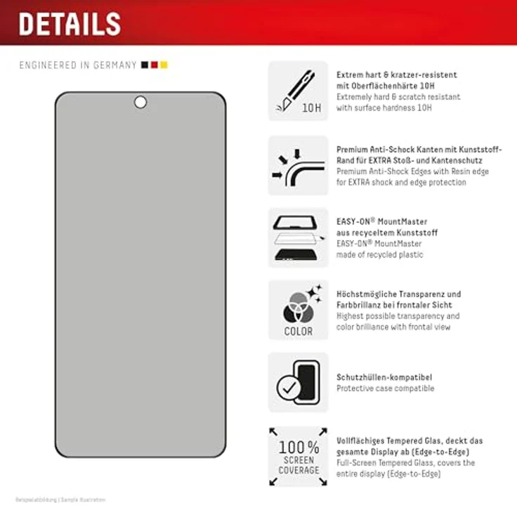 Displex Real Glass MountMaster für Samsung Galaxy S26+, privacy Glass mit 2-Wege Blickschutz, kratzresistent, blasenfreie Installation – Bild 2
