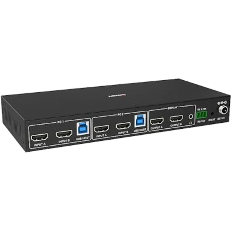 LINDY Lindy 39314 Dual Head USB 3.0 HDMI 4K60 Dual Head KVM Switch, Steuerung von 2 HDMI-fähigen PCs, 4K bei 60 Hz, USB 3.0 - Schwarz – Bild 2