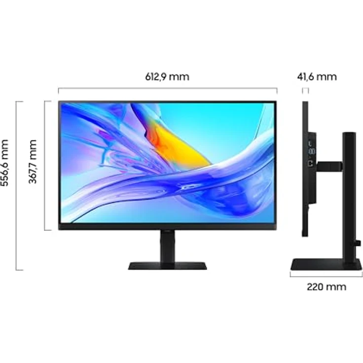 Samsung ViewFinity S80UD 4K-Monitor 27 Zoll, UHD, 3.840 x 2.160, 60 Hz, HDR10, Eye Saver Mode, USB-C (90 W), Daisy Chain, Integrierter KVM-Switch, LS27D800UAUXEN, Schwarz – Bild 2