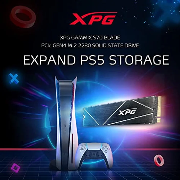 XPG ADATA GAMMIX S70 Blade 1TB PCIe Gen4x4 M.2 2280 SSD Schwarz- Heat Spreader- 3D-Grafikbearbeitung sowie High-End-Gaming PS5 upgradation, AGAMMIXS70B-1T-CS, Black – Bild 3