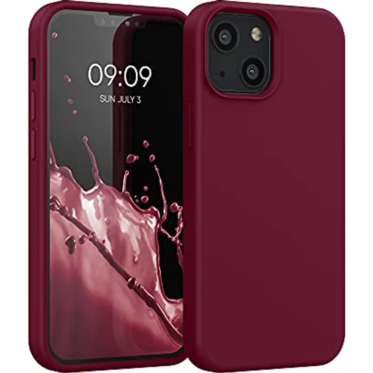 kwmobile Handyhülle für iPhone 13 mini, Silikon Case in Rhabarber Rot - Flexibel, rutschfest, kabelloses Laden – Bild 1