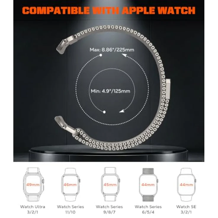 Astorgos Metallarmband, kompatibel mit Apple Watch 42/44/45/46/49 mm, Edelstahl-Mesh mit magnetischem Schnallsystem, für Männer und Frauen – Bild 2