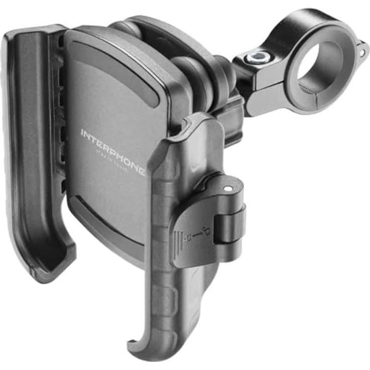 Interphone CRAB Telefonhalterung zur Lenkermontage, universelle Smartphone Halterung mit PRO-Anti-Vibrationsmodul, Schwarz – Bild 1