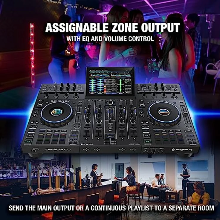 Denon DJ PRIME 4+ Standalone DJ-Controller & Mixer mit 4 Decks, WLAN-Musikstreaming, Drop Sampler, 10.1" Touchscreen, Beleuchtungssteuerung, interne FX – Bild 5