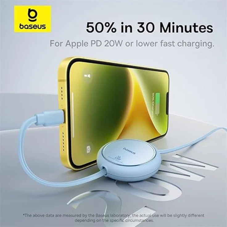 Baseus Free2Pull Aufrollbares USB-C/Lightning Kabel, 20W, 1m, Blau - Einziehbares Design, Hochgeschwindigkeits-Datenübertragung, Robuste Konstruktion – Bild 6