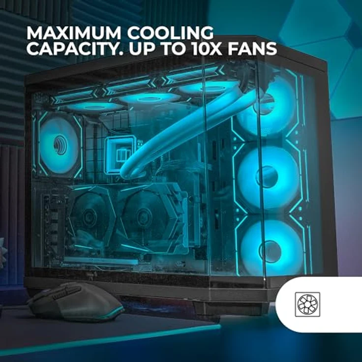 Mars Gaming MC-3TCORE, Custom ATX Gaming Gehäuse mit Dreifachglas, Dual-Kamera, Schwarz – Bild 4