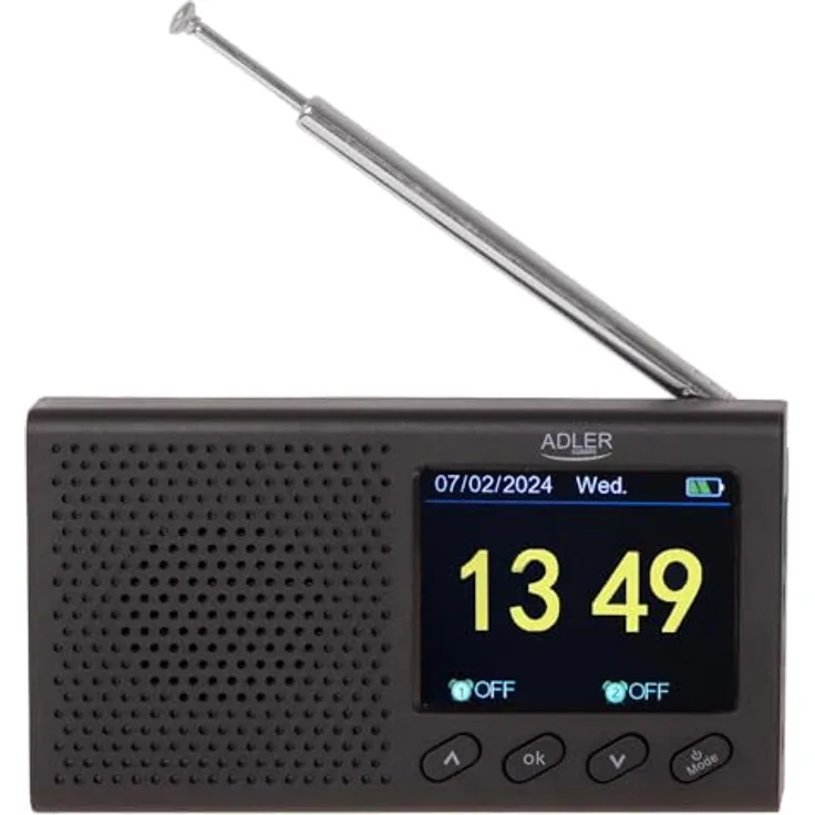 Adler AD 1198 UKW-Reiseradio, FM 87,5 – 108 MHz RDS, Bluetooth 5.0, LCD-Display, bis zu 20 Sender, analog/digital, schwarz