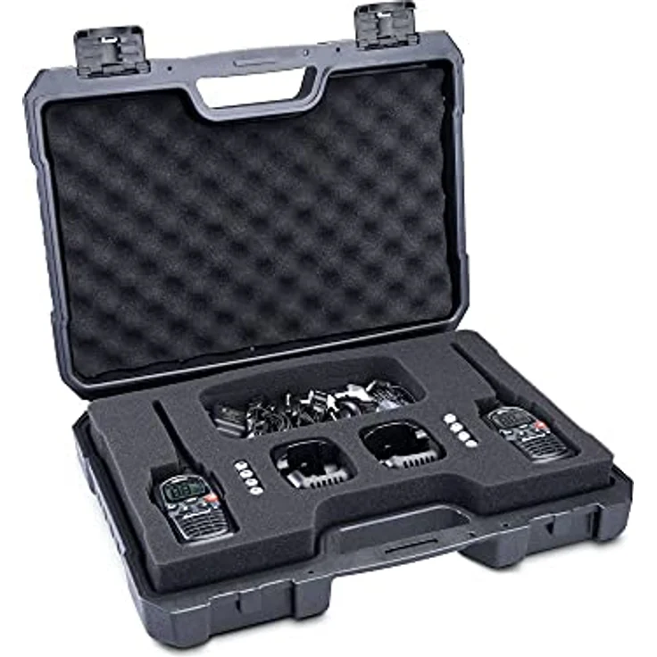 Midland G7 Pro PMR446 und LPD-Funkgeräte 2er Kofferset, C1090.18, mit VIBRACALL- und Freisprechfunktion, inkl. Duostandlader und MA 24 L Headsets, schwarz, G7 Pro 2er Kofferset: 16 Kanäle – Bild 2