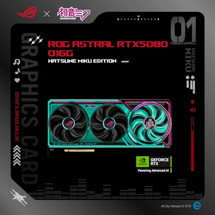 ASUS ROG ASTRAL RTX5080 16GB GDDR7 OC Hatsune Miku Edition Gaming-Grafikkarte mit 4 Lüftern, NVIDIA DLSS 4, ARGB-Beleuchtung, PCIe 5.0, 2x HDMI 2.1b, 3x DisplayPort 2.1b – Bild 3