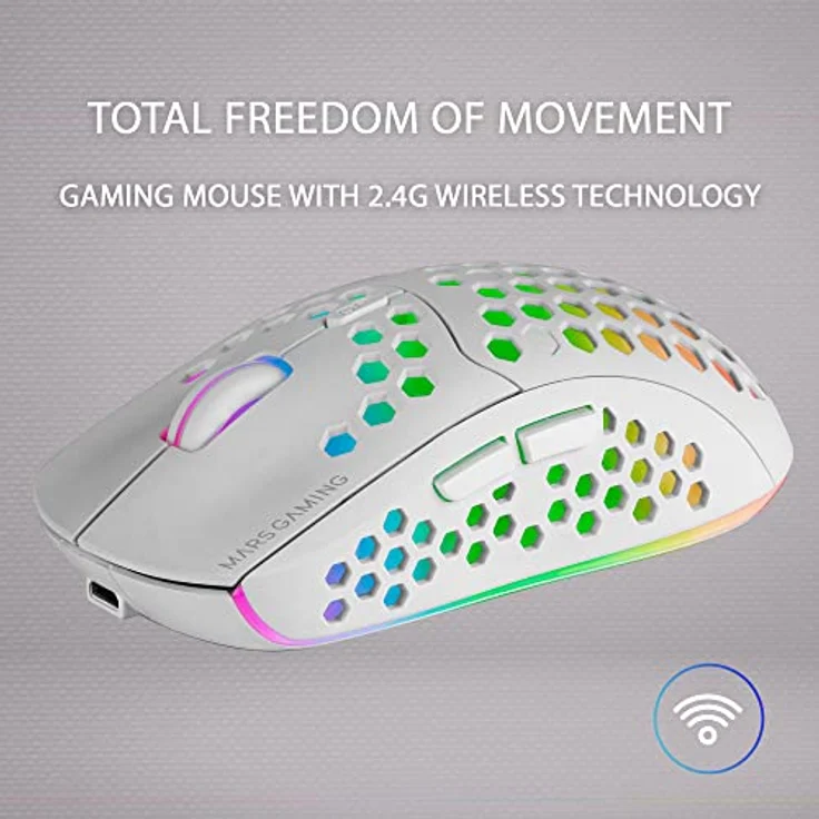 Mars Gaming MMW3W, Kabellose Gaming Maus, RGB Flow, Ultraleicht 79g, 3200DPI, Weiß – Bild 3