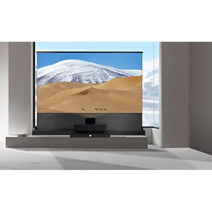 celexon elektrische CLR-Hochkontrast-Boden-Leinwand PLUS für die Nutzung mit einem Ultra-Kurzdistanz-Beamer im Heimkino oder für Buisnessprojektionen - 120" Zoll - 265,6x149,4 cm - 4K 8K UHD - schwarz – Bild 5