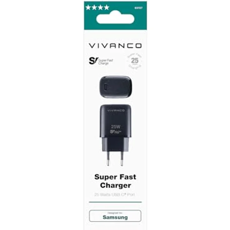 VIVANCO Super Fast Charger USB Type-C™ 25W PD3.0 Ladegerät für Samsung Galaxy S-Serie und A-Serie, Schwarz – Bild 4