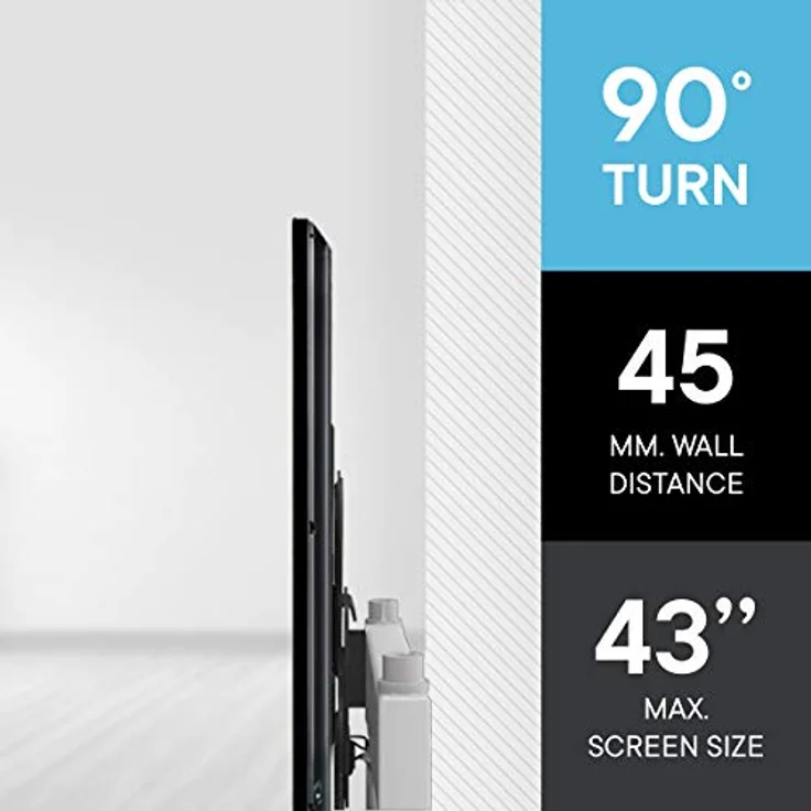 One For All TV-Wandhalterung - Schwenkbar 90°-Neigbar-Ausziehbare Fernseher Halterung - 4K OLED QLED LED Flachbildfernseher - 13 bis 43 Zoll - VESA 75x75 bis 200x200 –max. 25 kg – WM6242 – Bild 4