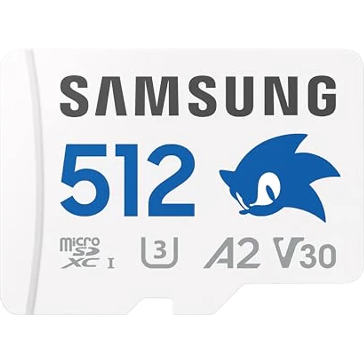 Samsung Sonic the Hedgehog(TM) 512 GB microSD-Karte + SD-Adapter, UHS-I U3, Full HD & 4K UHD, 180 MB/s Lesen, 130 MB/s Schreiben, Datenspeicher für Handheld-Konsolen, Blau
