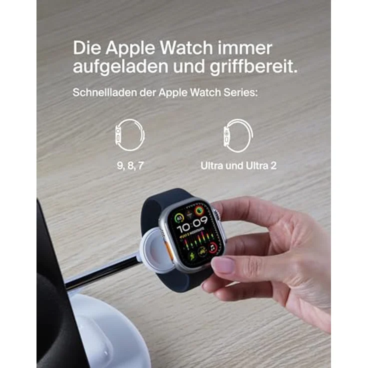 Belkin kabellose 3-in-1-Ladestation mit MagSafe-kompatiblem Qi2, 15 W, Wireless Charger - Weiß, inkl. Netzteil – Bild 4