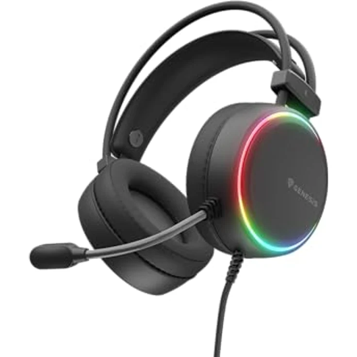 Genesis NEON 613 G2, Kabelgebundenes Gaming Headset mit Mikrofon, 50 mm Treiber, Schwarz, Multicolor Hintergrundbeleuchtung – Bild 2
