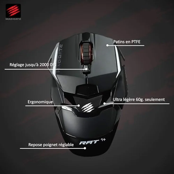 Mad Catz R.A.T. 1+ Maus rechts USB Typ-A Optisch 2000 DPI (MR01MCINBL000-0) – Bild 3