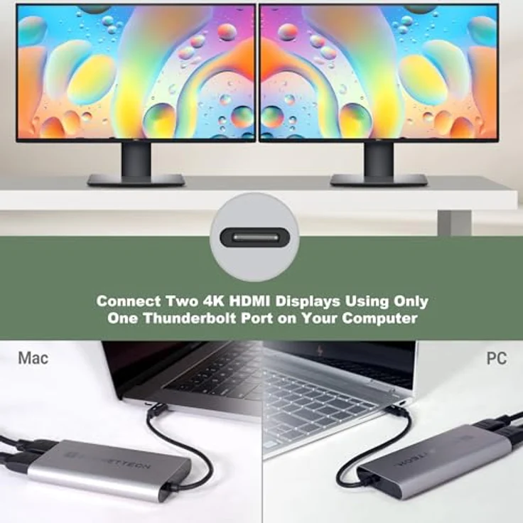 SoNNeT Thunderbolt Dual 4K HDMI 2.1 Display Adapter, HDMI-Adapter für Dual-Monitor-Anschluss – Bild 4