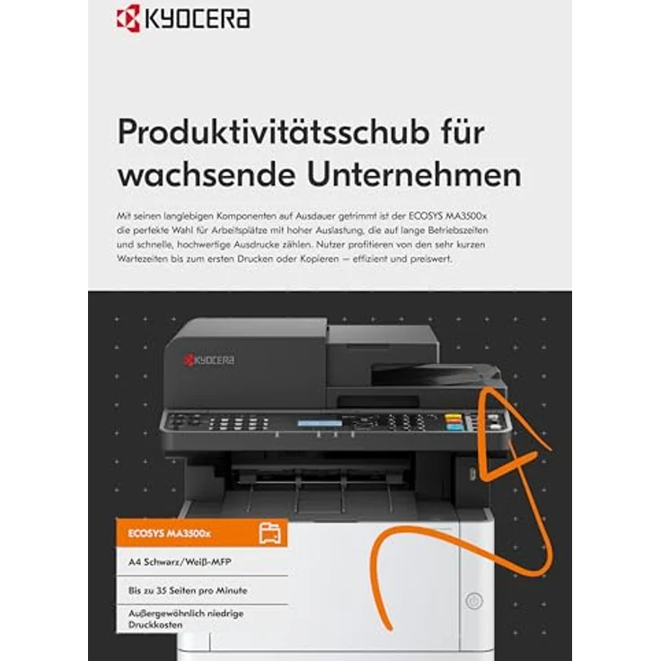 Kyocera ECOSYS MA3500X, 3-in-1 Laser-Multifunktionsdrucker mit 35 S./Min, Duplexdruck, WLAN, grau – Bild 10