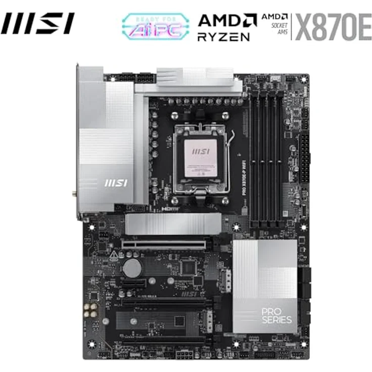 MSI PRO X870E-P WIFI, ATX Mainboard mit AMD AM5 Sockel, bis zu 256 GB DDR5 RAM, Wi-Fi 7 und 5 Gigabit Ethernet – Bild 2