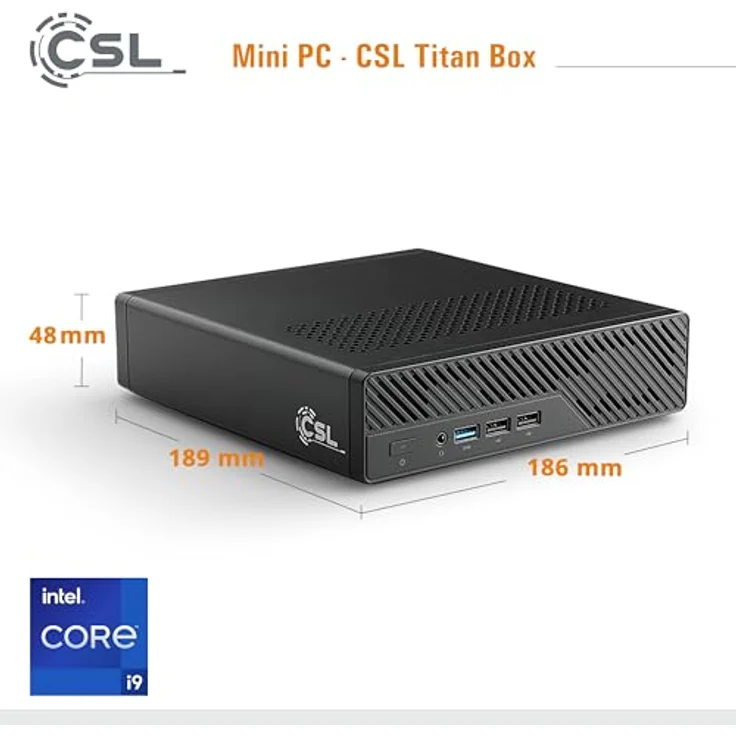 CSL TitanBox i9-12900H, Mini PC mit 14 Kernen, 96 Go DDR5 RAM, 2000 GB M.2 SSD, schwarz – Bild 2