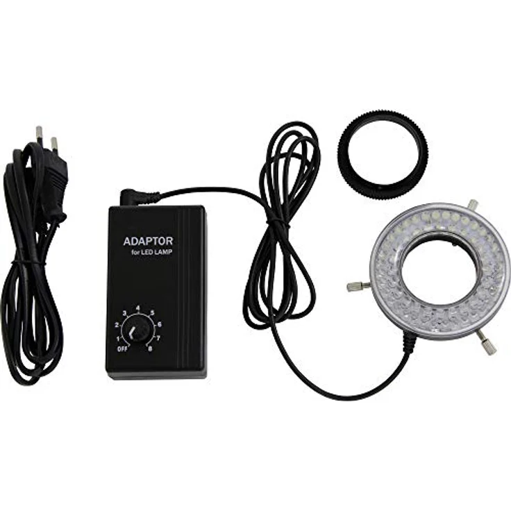 Omegon LED Ringleuchte, 60 helle LED's, direktes Auflicht, inkl. Netzteil und Dimmer – Bild 2