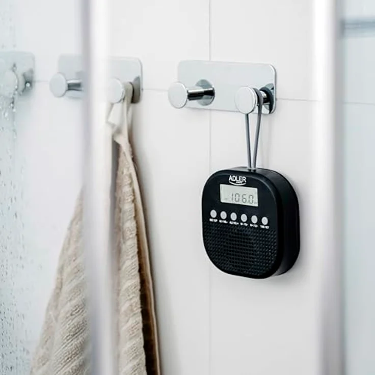 Adler AD 1912 Wasserdichtes Universalradio Batteriebetrieben Radiowecker Snooze Funktion schwarz – Bild 8