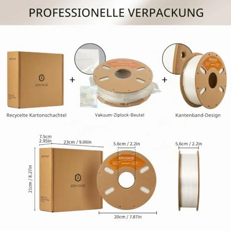 ERYONE PLA Filament 1.75 mm, 3D Drucker Filament mit +/- 0,03 mm Maßgenauigkeit, 1 kg Spule, Elfenbein Weiß – Bild 5