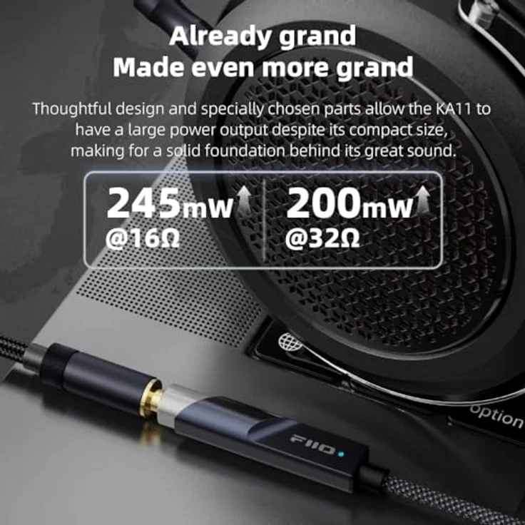 FiiO KA11 USB-Dongle DAC und Amp, HiFi-Kopfhörer-Verstärker mit 32 Bit/384 kHz, USB-C, Schwarz – Bild 3