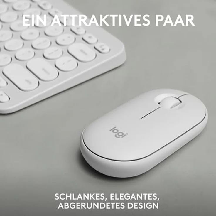 Logitech Pebble 2 Combo, kabellose Tastatur und Maus, leise und mobil, anpassbar, Logi Bolt, Bluetooth, Easy-Switch für Windows, macOS, iPadOS, Chrome, Deutsches QWERTZ-Layout, Weiß – Bild 2