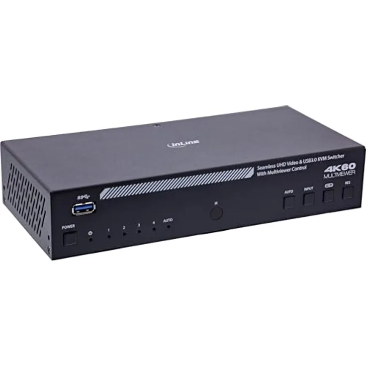 InLine KVM Switch 4-fach, HDMI, 4K@60Hz, Multiviewer mit USB Hub, schwarz