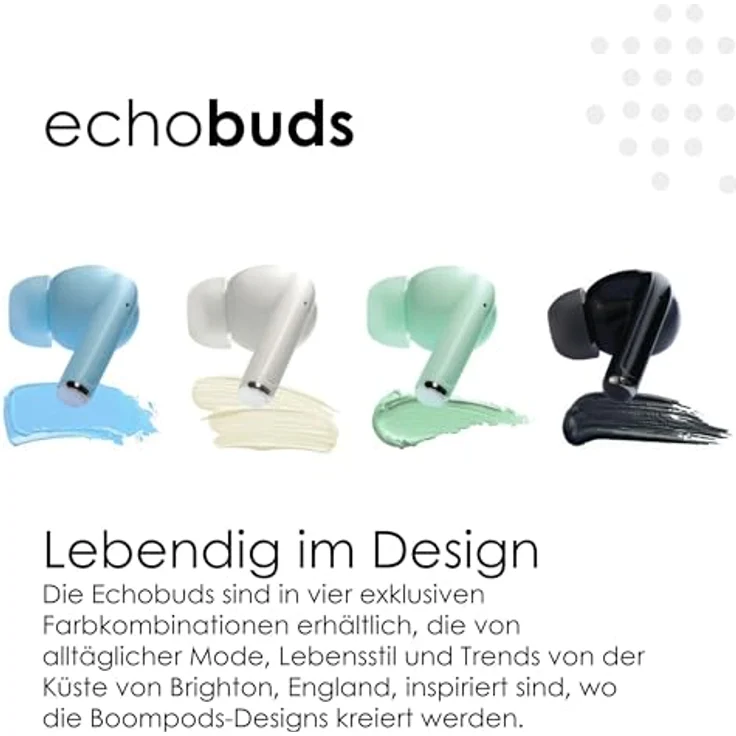 Boompods EchoBuds, TWS Kopfhörer mit Bluetooth 5.3 und Extra Bass, Himmelblau – Bild 3