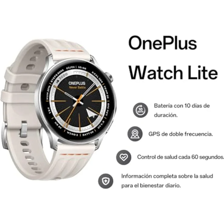 OnePlus Watch Lite 45 mm, Silber, AMOLED Display, 10 Tage Akkulaufzeit, 4 GB Speicher – Bild 3
