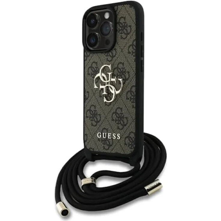 CG MOBILE Guess 4G Big Logo Cord Stap Crossbody Hülle für iPhone 16 Pro Max (Braun) – Bild 1