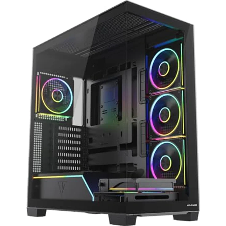 MODECOM Volcano Stellar Plus ARGB 5F, Gaming-Computergehäuse mit 5 ARGB-Lüftern, gehärtetem Glas, USB 3.0 und USB-C, schwarz – Bild 3