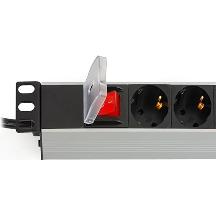 LINK LKMP08S, Mehrfachsteckdose 19 Zoll mit 8 Schuko-Steckdosen, Schalter und umkehrbaren Halterungen, 16 A, für Rackschränke – Bild 5