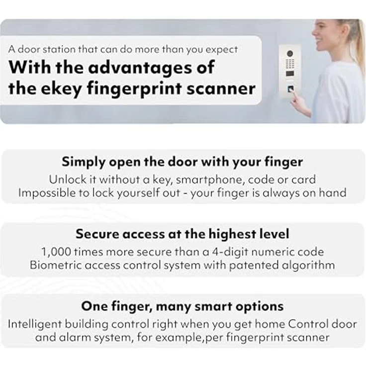EKEY 204715 sLine Fingerprintset, Biometrische Zutrittslösung für Busch-Welcome® mit integriertem Fingerprint und Controller REG, schwarz – Bild 2