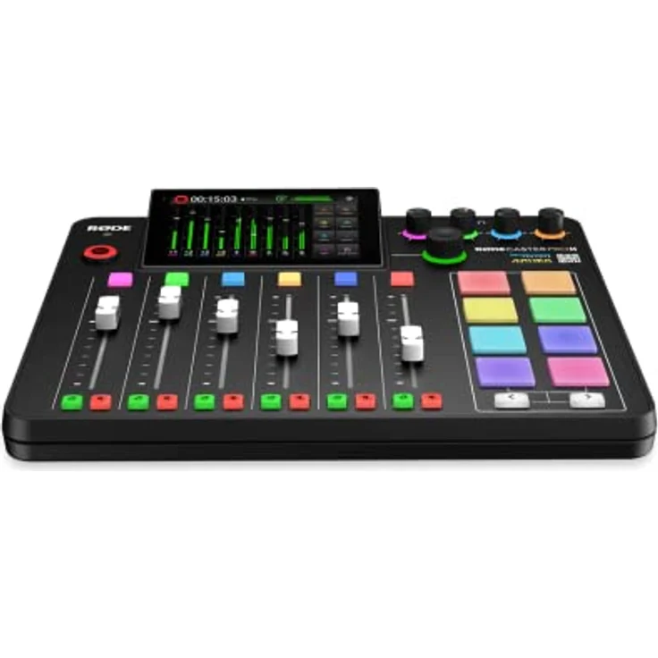 RØDE RODECaster Pro II, Studio- und Livemixer mit 5,5" HD-Touchdisplay, 9 Kanälen, Dual USB Audio Interface, Schwarz – Bild 1