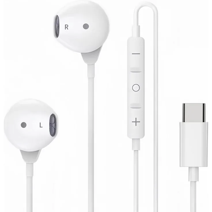 Bolwins M45 USB-C Headset In-Ear-Kopfhörer, weiß, für Samsung Xiaomi Huawei OnePlus OPPO