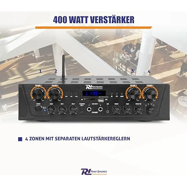 Power Dynamics PV240BT 4-Zonen-Audio-Verstärkersystem 400W – Bild 3