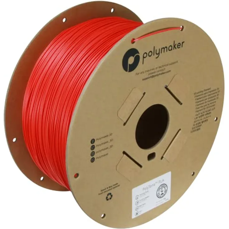 Polymaker PolyTerra PLA Lava Red, 3D-Druckfilament aus Biokunststoff, 1.75mm, 3kg