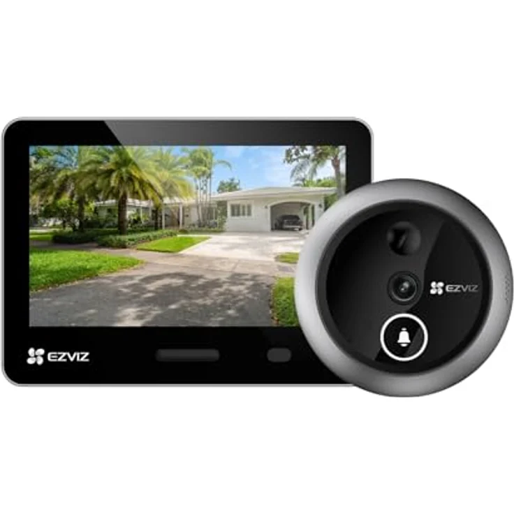 EZVIZ EP4, 4K WLAN Türspion mit 5,5-Zoll-Farbbildschirm, 155° Weitwinkel, 7,100mAh Akku, KI-Personenerkennung, PIR Sensor, Silber – Bild 1