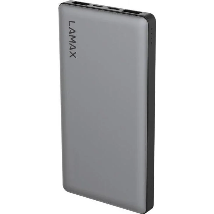 Lamax LM10000QC Powerbank, 10000 mAh LiPo, Quick Charge 3.0, Silber, leicht und tragbar